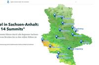 Gipfel in Sachsen-Anhalt © LVermGeo ST Übersichtkarte Sachsen-Anhalt mit den 14 Gipfeln