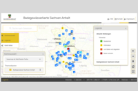 Abb. 1: Badegewässerkarte Sachsen-Anhalt (https://www.geodatenportal.sachsen-anhalt.de/mapapps/resources/apps/badegewaesserkarte/index.html?lang=de, 24.07.2026)