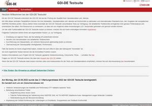 GDI-DE Testsuite, Startseite (https://testsuite.gdi-de.org/#/, 16.09.2022) © LVermGeo