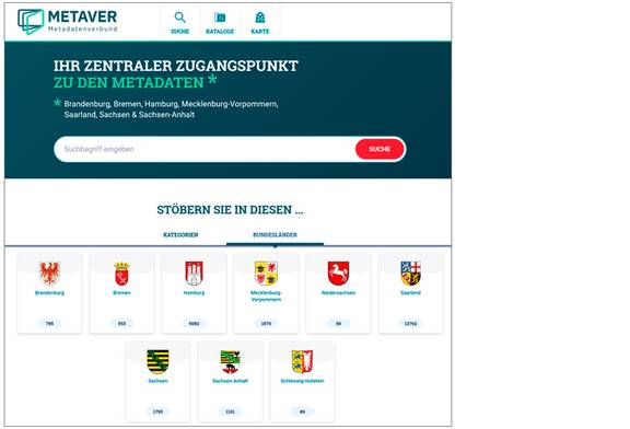 Abb. 2: METAVER, Startseite - Bundesländer (https://metaver.de/portal/, 27.01.2022)