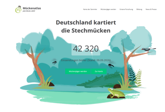 Abb. 1: Startseite Mückenatlas (https://mueckenatlas.com/, 11.09.2026)