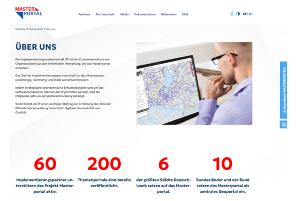 Abb. 3: Masterportal - Partnerschaften / Über uns (https://www.masterportal.org/partnerschaft/ueber-uns; 06.10.2026) © Freie und Hansestadt Hamburg Landesbetrieb Geoinformation und Vermessung