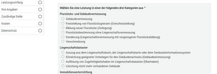 Onlinedienst Leistungen der Vermessungs- und Geoinformationsverwaltung © LVermGeo ST